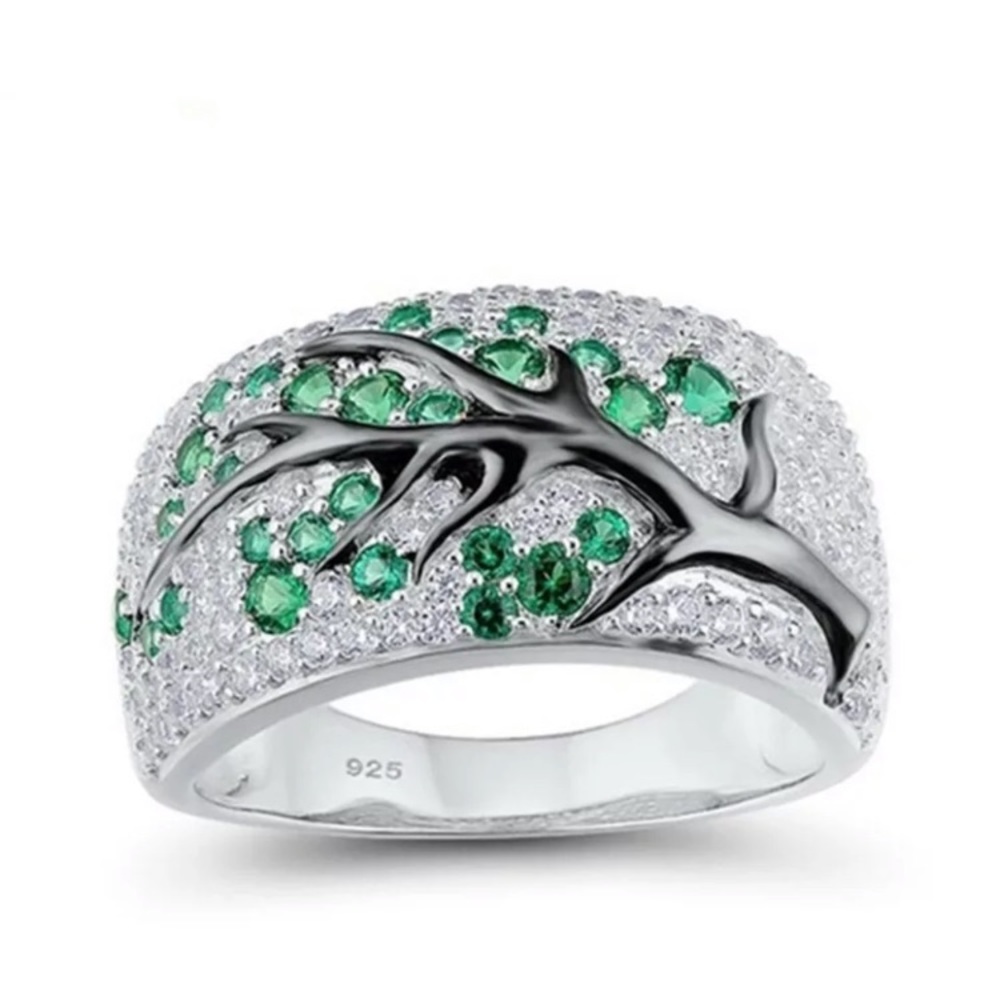 NWOT 925 sterling silver green tree ring - Picture 2 of 4